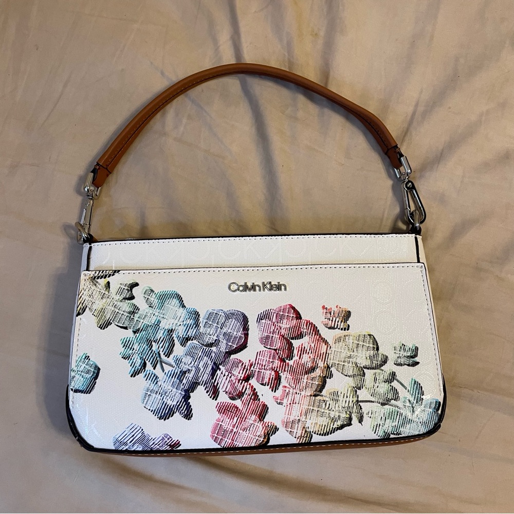 Calvin Klein Lucy Triple Compartment Shoulder Bag, White/Multi